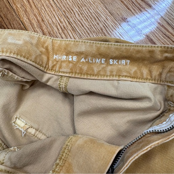 American Eagle Outfitters Gold Corduroy High Rise A-Line Mini Skirt - Picture 5 of 11